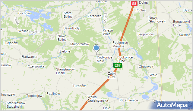 mapa Podkonice Małe, Podkonice Małe na mapie Targeo